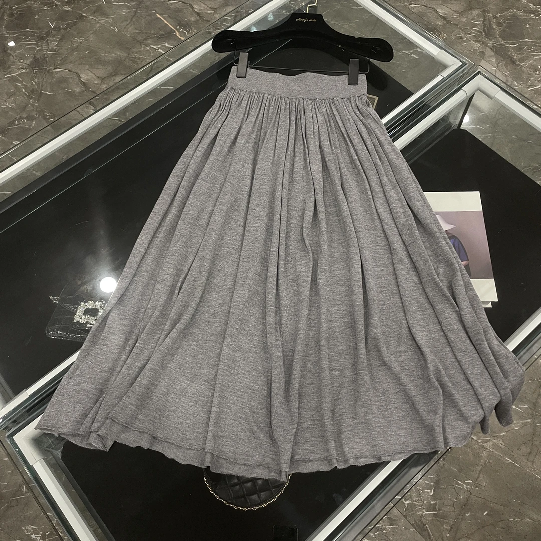2025春新品法式风气质长裙宽边高腰半身裙-25794