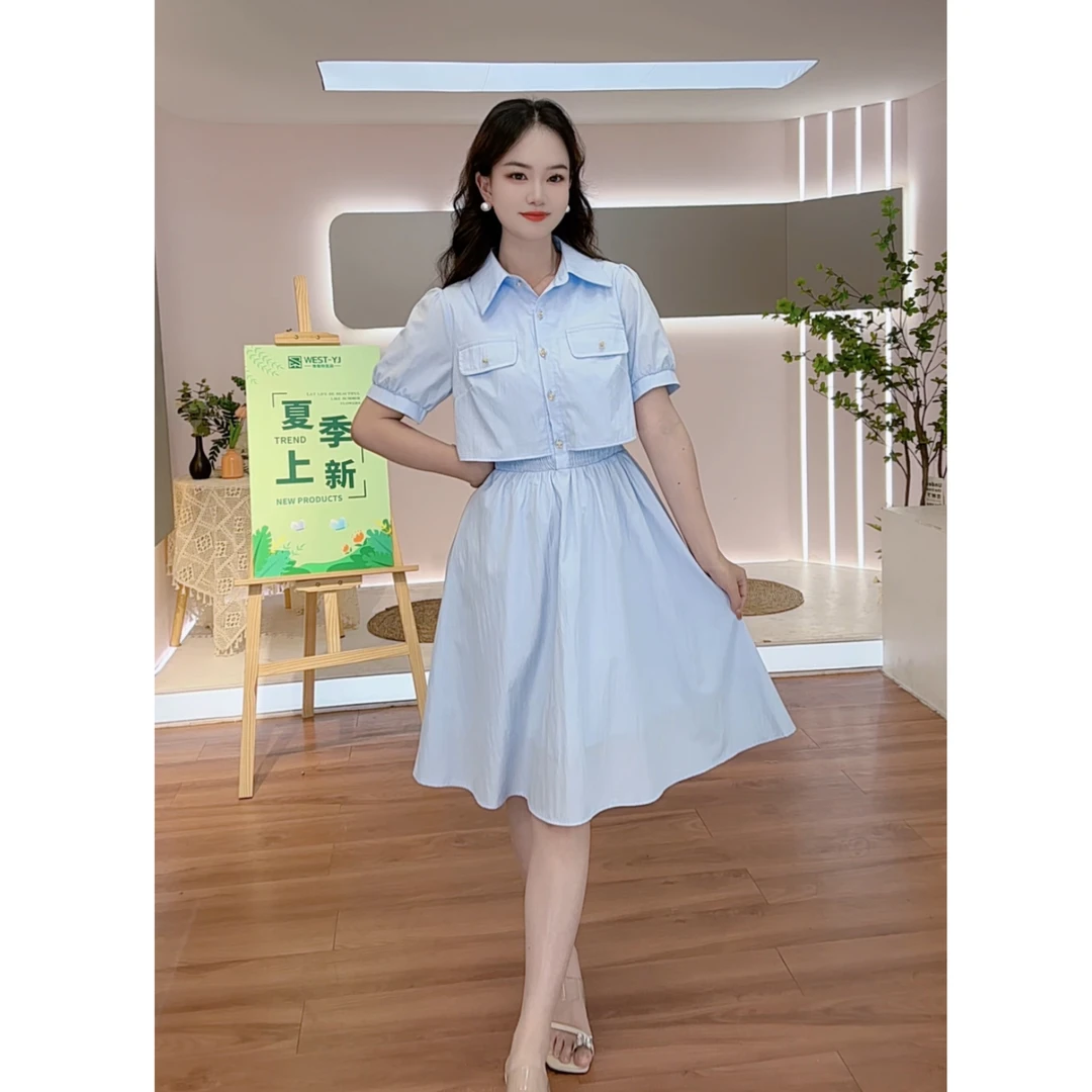 2025法式高腰中长裙连衣裙显瘦夏装时尚松紧带夏季减龄气质甜美