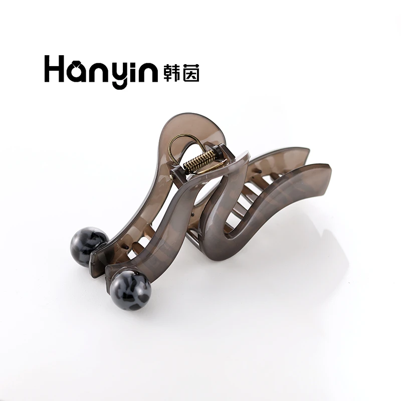 百搭高级感蓝黑拼色豹纹圆珠大发量醋酸波浪抓夹