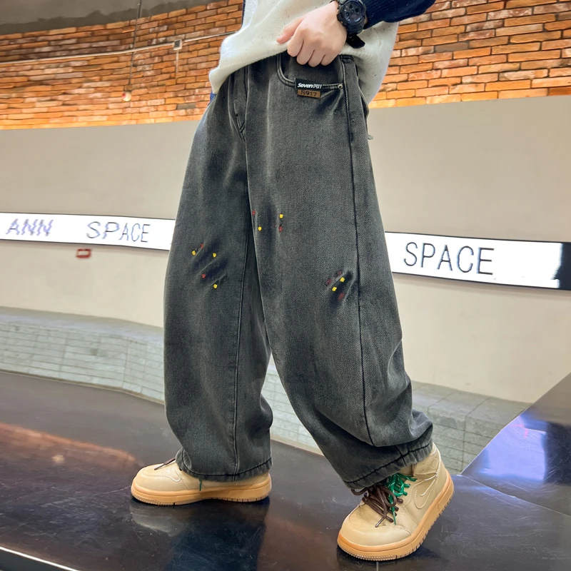 儿童装男童秋装裤子2025新款中大童秋季男孩牛仔裤休闲长裤春秋款