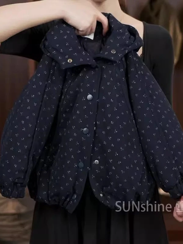 女童棉衣碎花外套2025新款冬季儿童宝宝加棉加厚韩版连帽保暖棉服