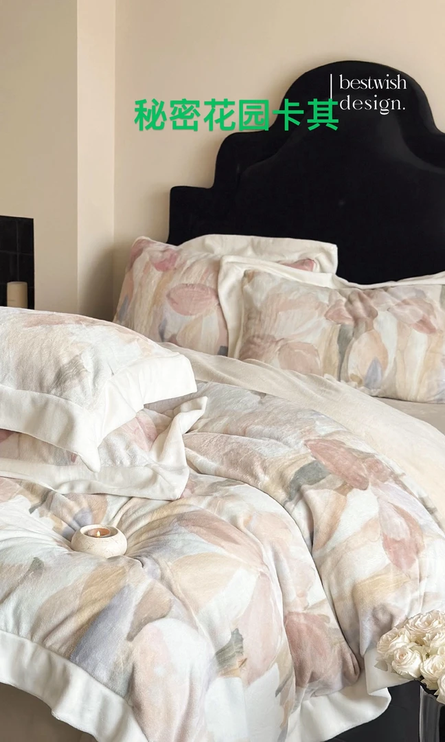 【黄一恒】秘密花园（悦榕）爆款高克重绒加厚印花四件套秋冬保暖