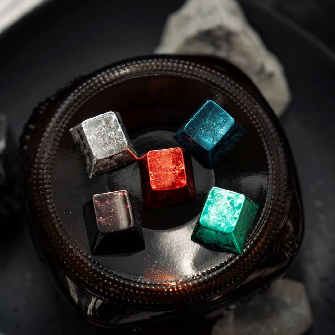 边界外设玄晶无刻键帽冰花冰晶PBT国风原厂高度1.7厚度个性化DIY