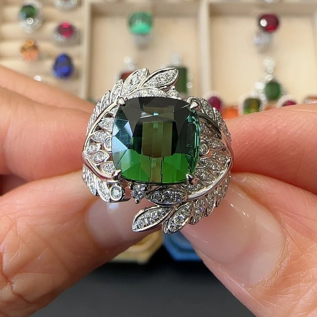 碧玺18K金镶嵌戒指5.71ct