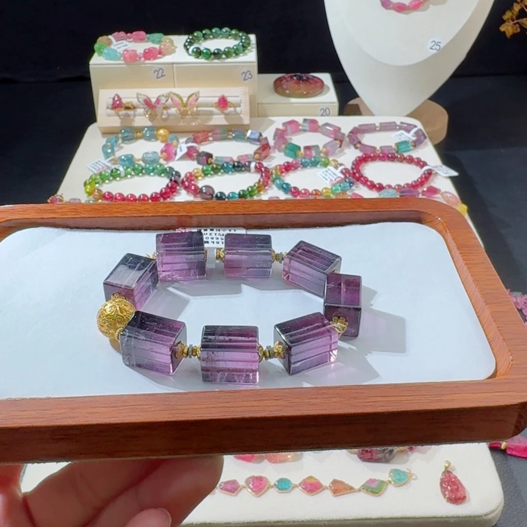 手串碧玺18K金镶嵌手串