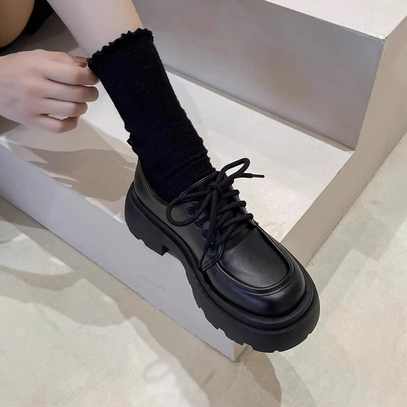 女鞋厚底英伦风小皮鞋女2023新款秋季黑色jk单鞋玛丽珍百搭乐福鞋