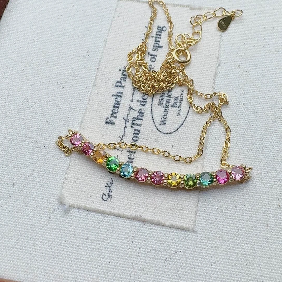 碧玺颈饰银S925镶嵌吊坠