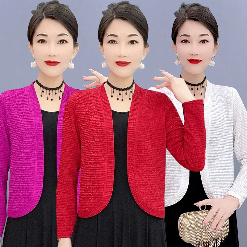 妈妈装百搭开衫短款夏季薄款韩版洋气时尚长袖常规款上衣防晒外搭