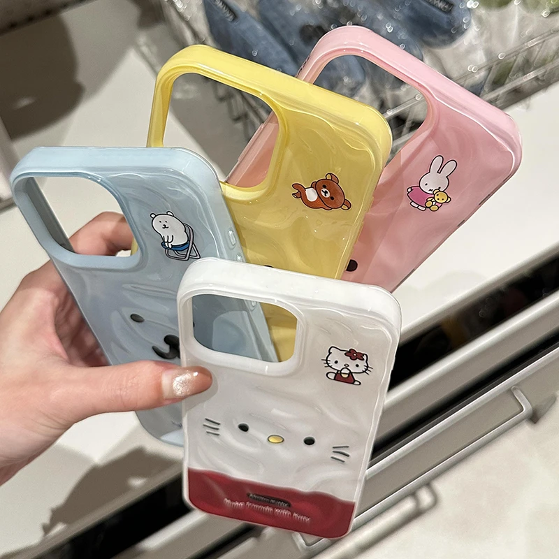 奥菲顿褶皱可爱表情包适用iPhone15/16pro陨石纹14苹果手机壳13套