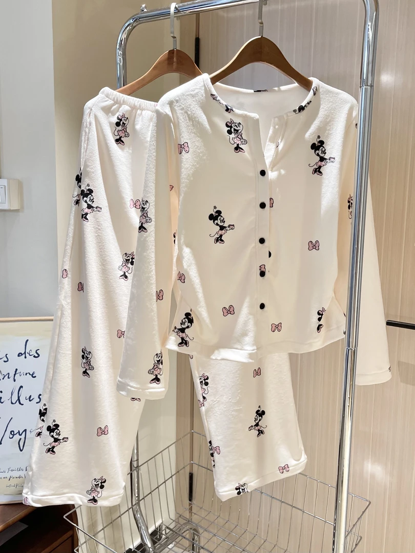 【DMXJ大梦想家】可爱少女卡通米奇德绒睡衣女冬新款保暖家居服套装