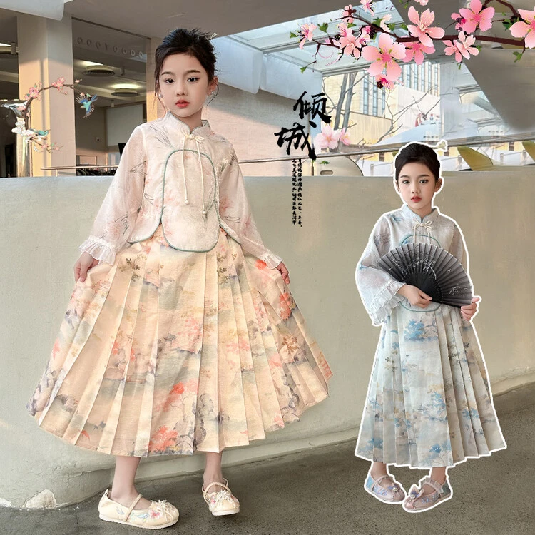 唐装春秋刺绣女童中大童