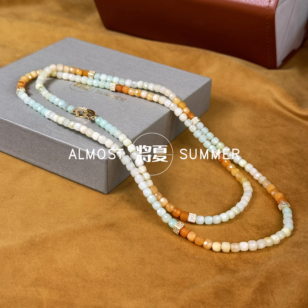 合金项链 【黄绿渐变方切项链眼镜链】将夏