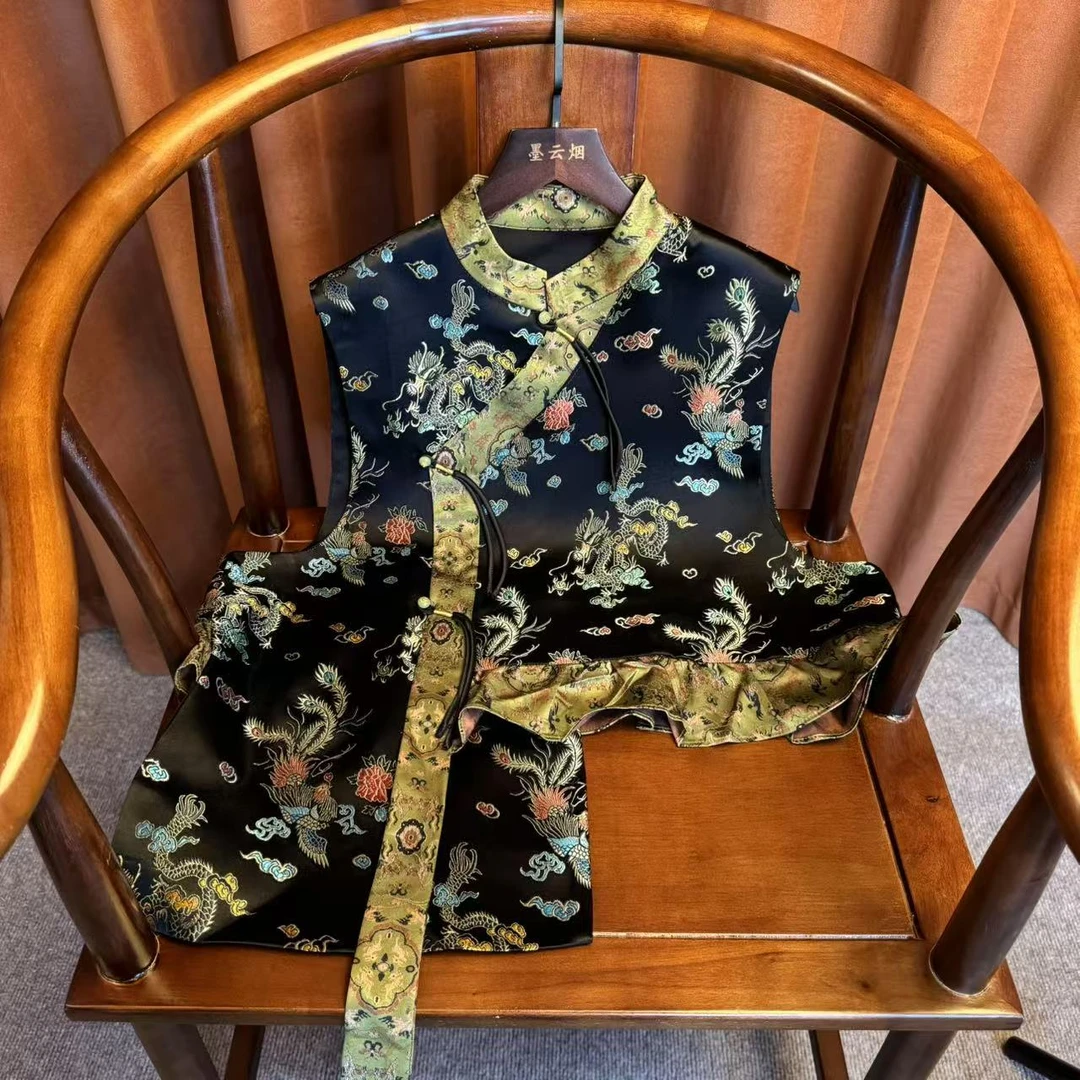 【豫章】时尚新中式国风高级感复古唐装马褂背心女款精致盘扣马甲