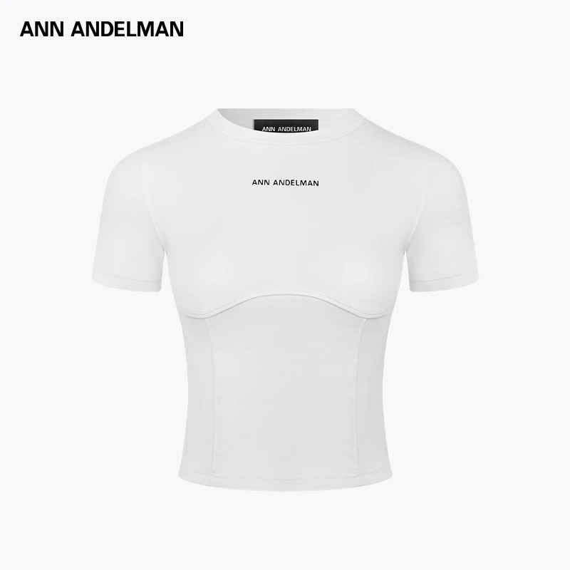 ANN ANDELMAN 25秋冬 时尚设计休闲修身正肩鱼骨线短T恤