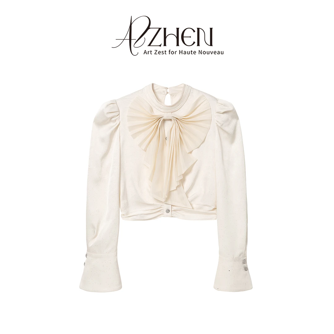 AZZHEN【梦幻清荷】法式烫金洋气质宫廷风压轴衬衣AZ4KXS11-00