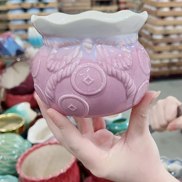 有孔，凑单福利满10元发货陶瓷多肉花盆！