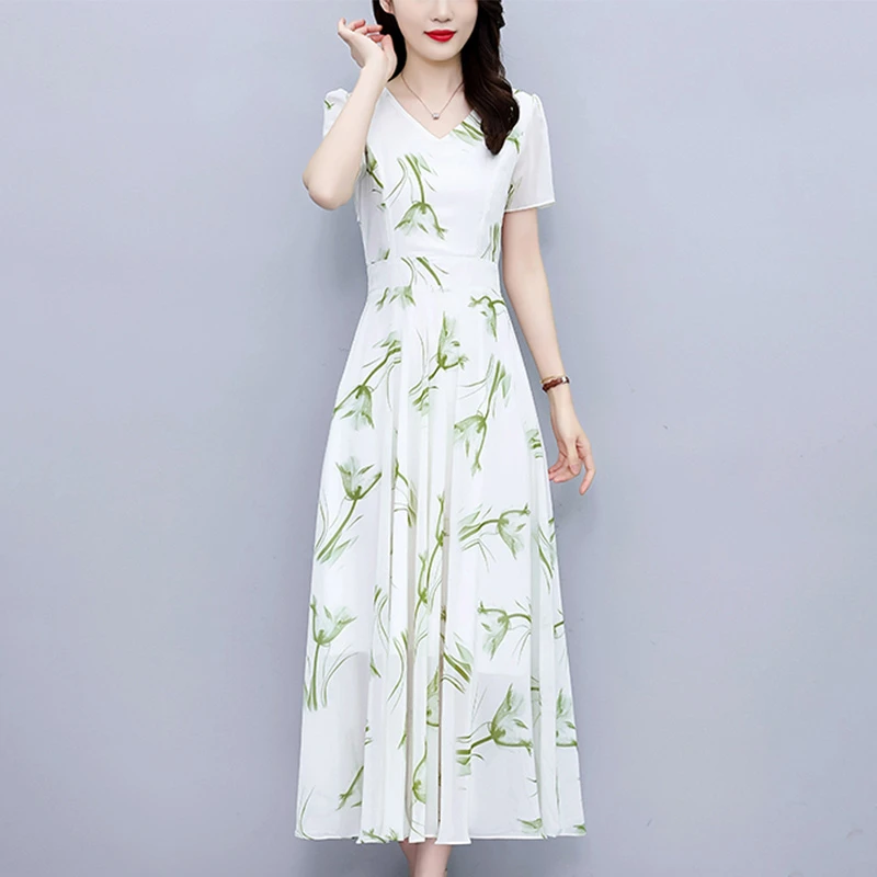 雪纺碎花连衣裙子女夏季2024新款今年流行高端奢华品牌温柔风裙子