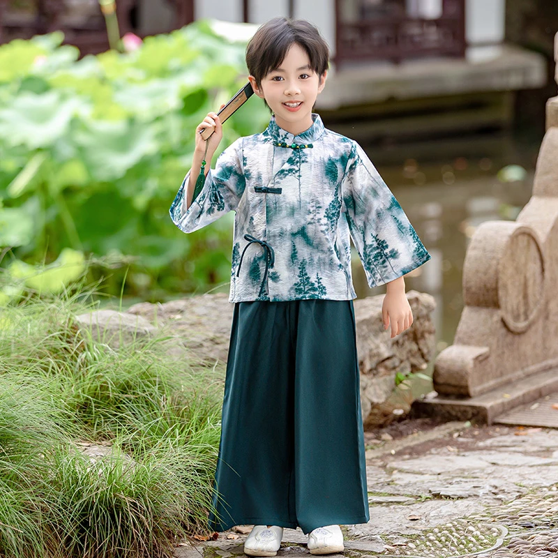 儿童装2025新款中秋新中式改良唐装古风汉服男女同款表演服节日服