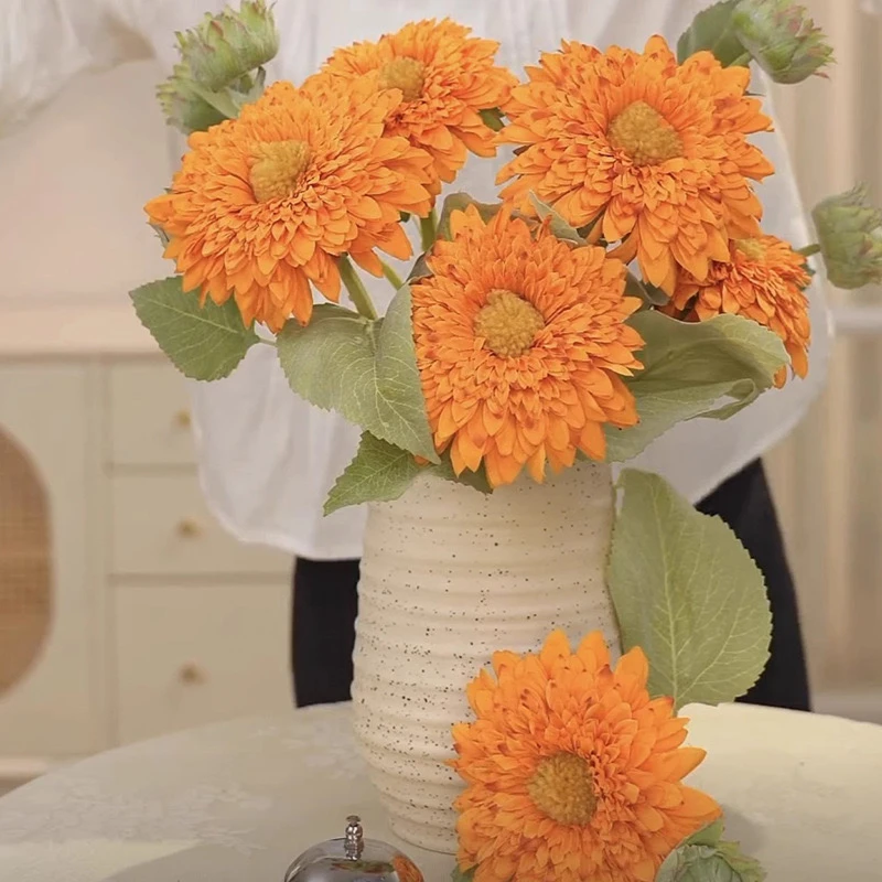 中式泰迪向日葵仿真花假花束太阳花室内装饰花摆件