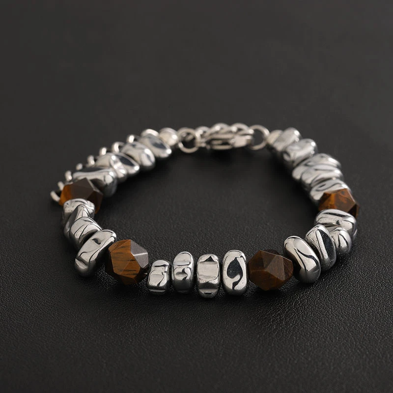 合金手链 新款中式拼接碎片手链简约串珠男士复古设计手串高级感