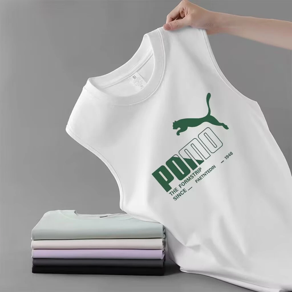 100%纯棉健身运动背心男士宽松透气夏季潮流休闲外穿打底无袖t恤