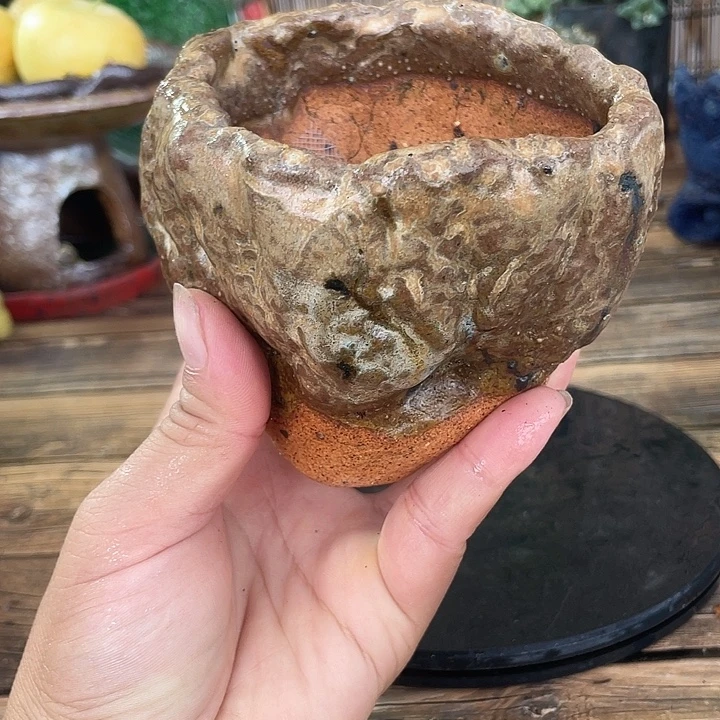 手工粗陶透气花盆
