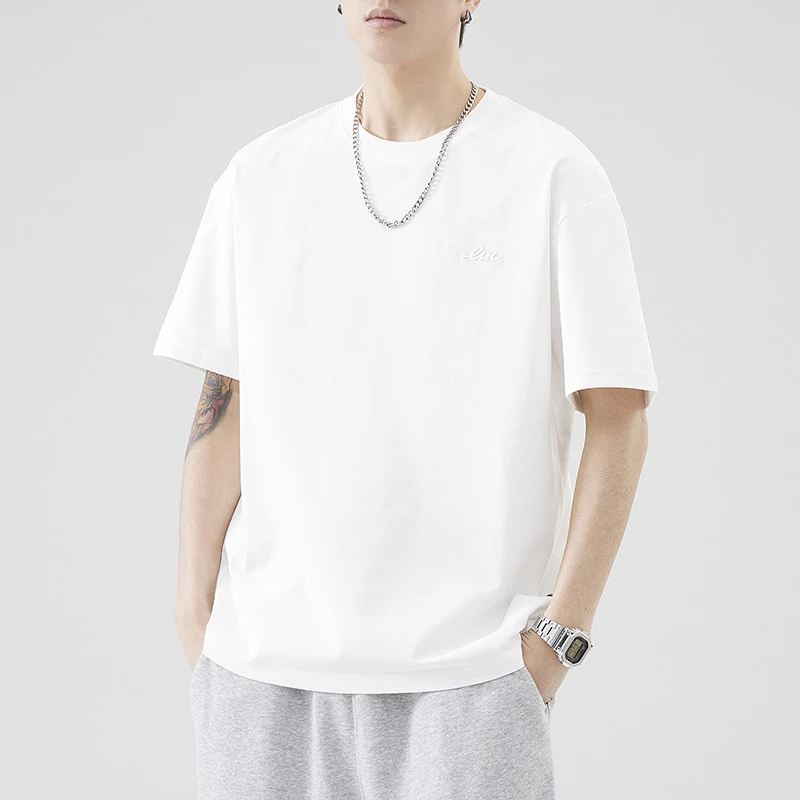 短袖t恤白色男夏季简约休闲百搭打底衫微宽松凉感上衣半袖潮流