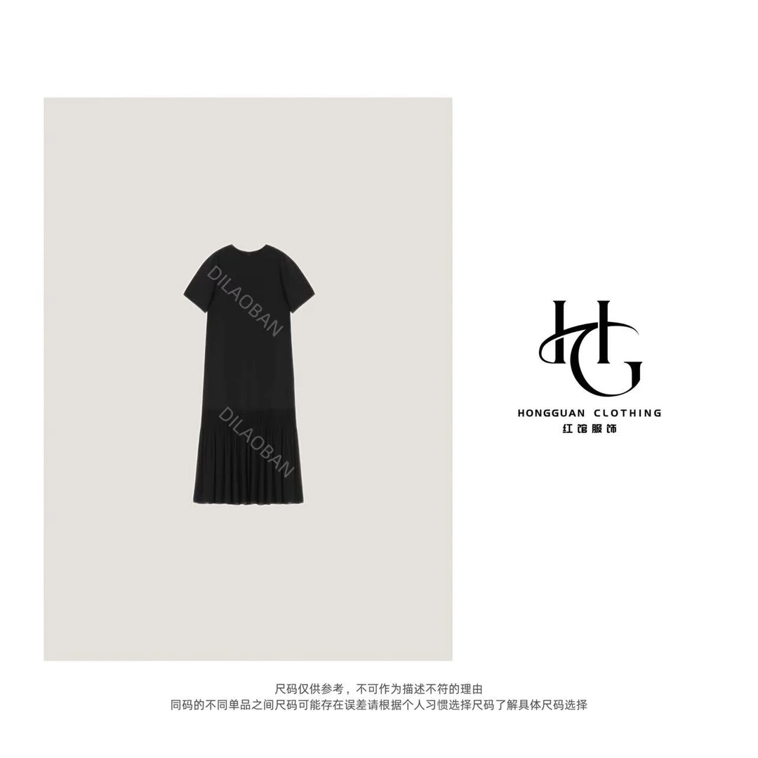 H·G【浮光】2490 新款净版浮光圆领拼接长裙