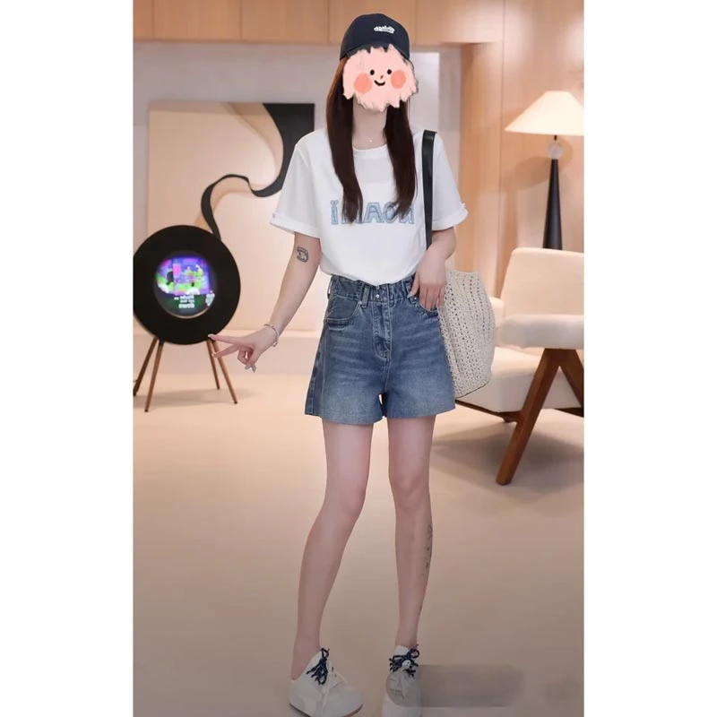 2025夏季新款韩版小众百搭休闲上衣字母刺绣圆领设计感短袖T恤女