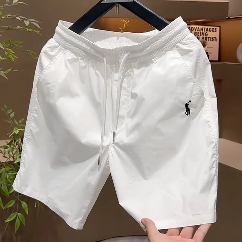 夏季速干短裤男士潮牌潮流百搭宽松五分裤沙滩裤纯色时尚休闲裤男