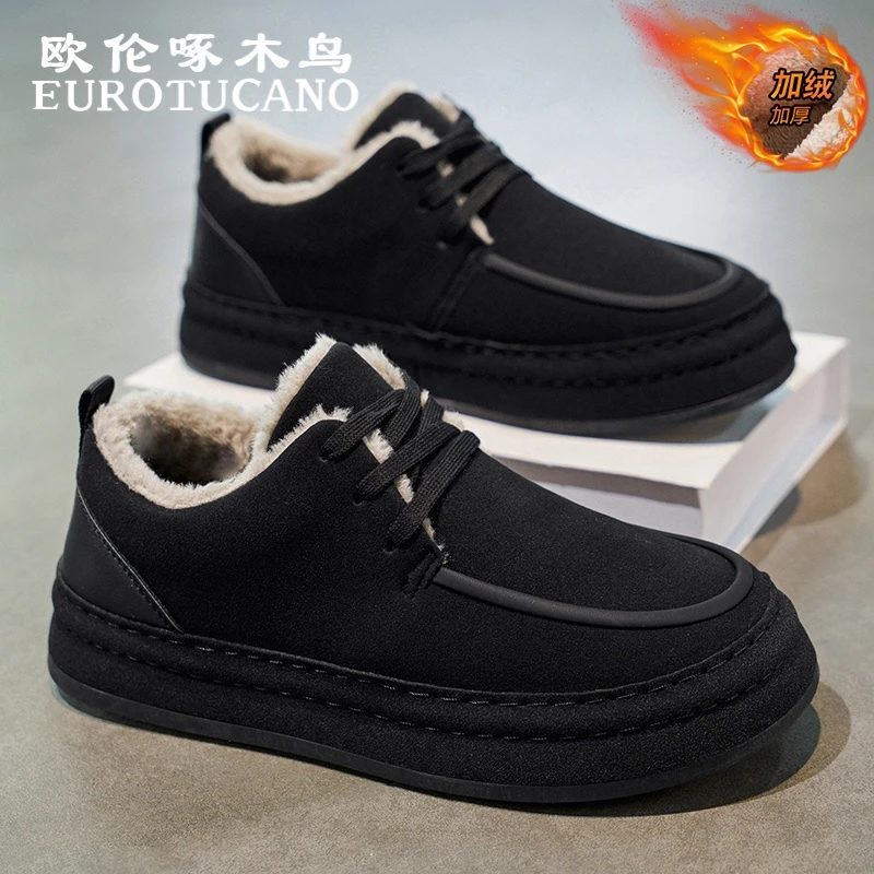 欧伦啄木鸟EUROTUCANO男鞋冬季加绒保暖棉鞋子男款板鞋运动休闲鞋