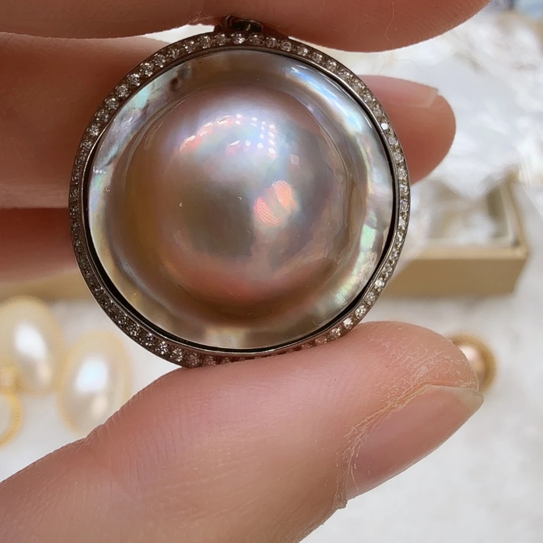 颈饰拼合珍珠（马贝珠）银S925镶嵌