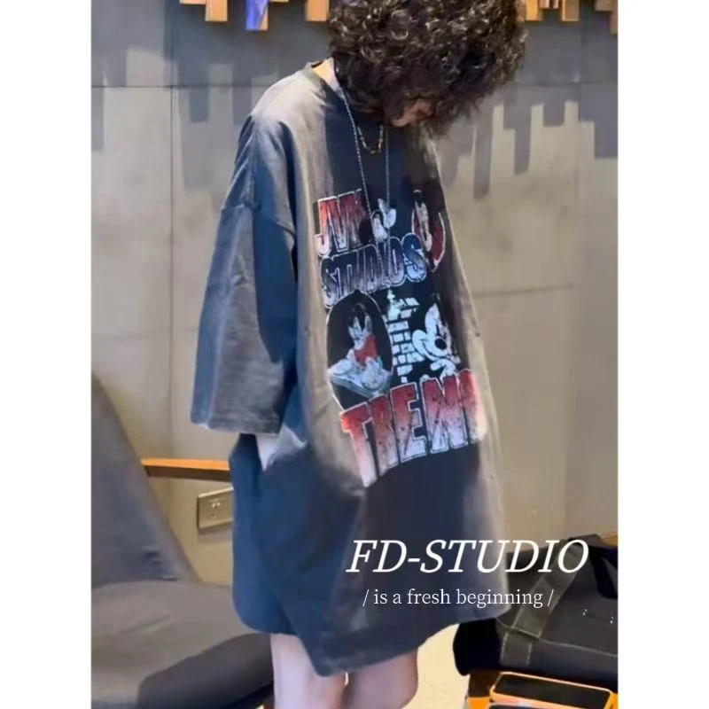 【梵町定制】FD52759夏季新款卡通米奇廓版短袖T恤裙宽松休闲