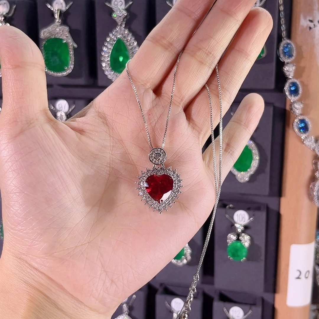 颈饰银S925镶嵌红宝石