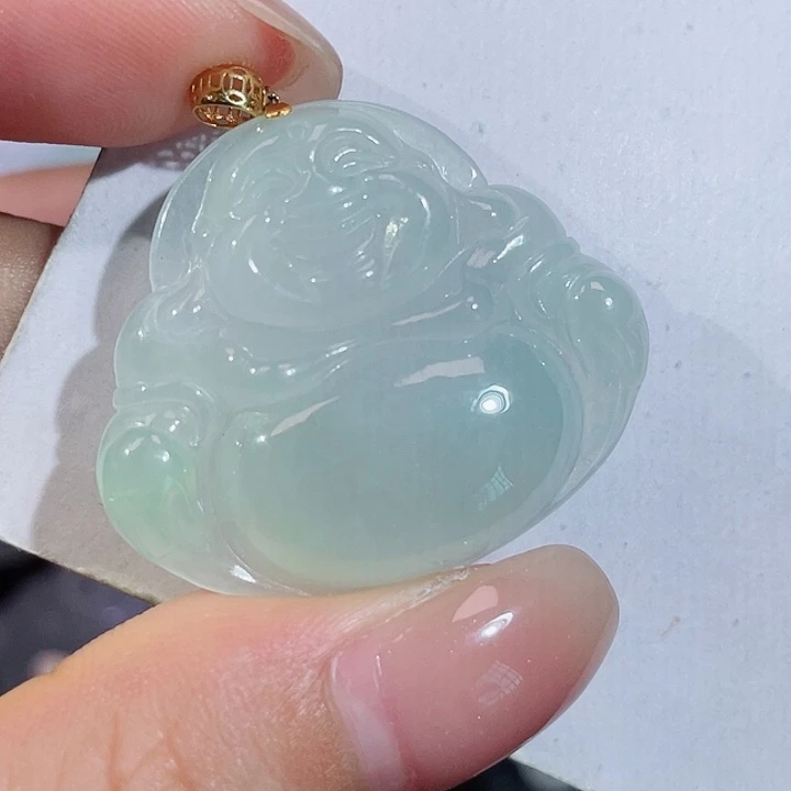 颈饰18K金镶嵌翡翠佛公