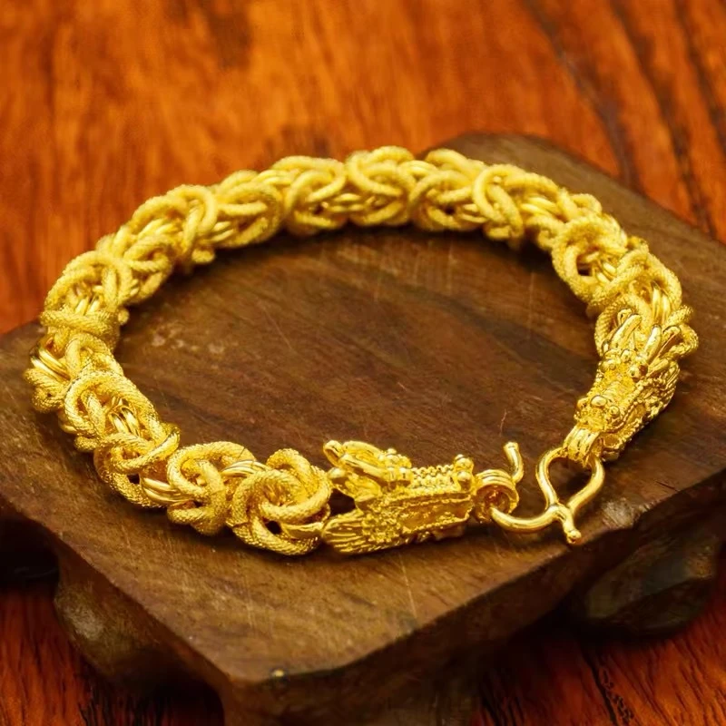 合金手链 合金手链男士精品金色高端定制款不掉色霸气龙骨手链