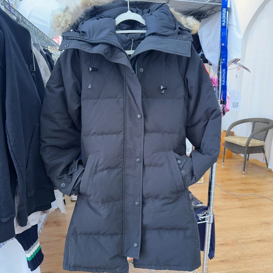 95新 CANADA GOOSE 加拿大鹅 黑色中长款xs码 Y006