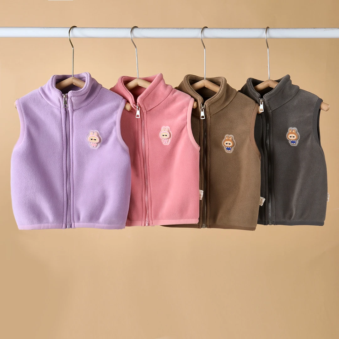 通用春秋厚款卡通休闲休闲风马甲加厚中大童上衣女童立领秋冬保暖