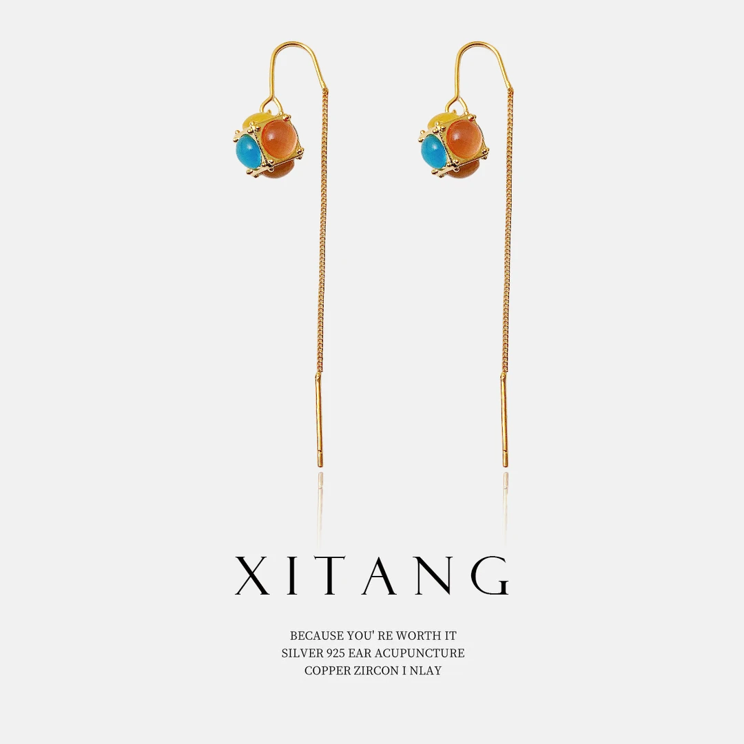 XITANG 925银针【魔方溢彩】气质复古百搭轻奢耳饰8539