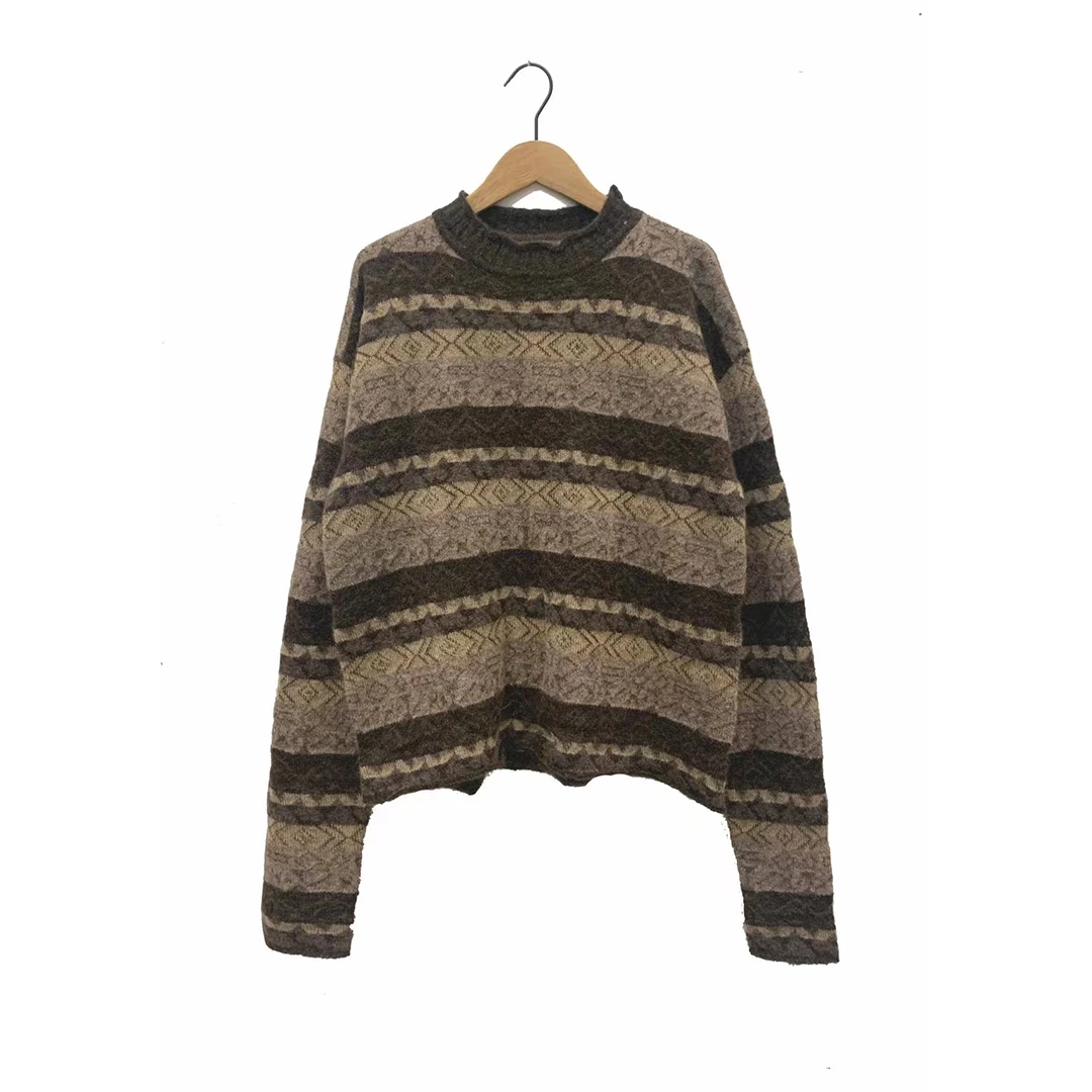 左岸迷香 Z24FW7003 布衣分享秋冬羊毛混纺针织上衣 复古套头毛衣