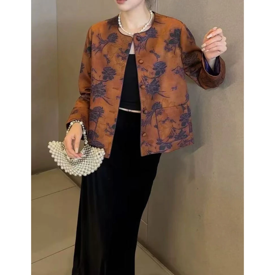 SD高货~ M胸102长56暗纹提花单排扣长袖翻袖时尚外套上衣 2548