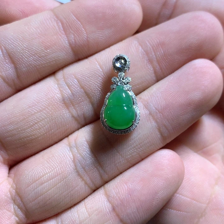 翡翠18K金镶嵌吊坠(不含链)翡翠吊坠