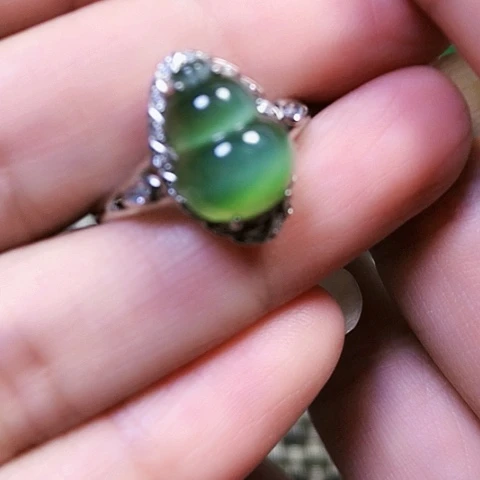 和田玉银S925镶嵌戒指