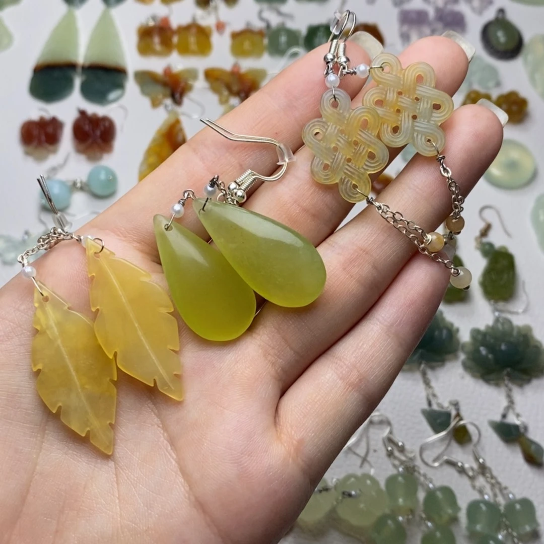 蛇纹石玉未镶嵌耳饰/颈饰