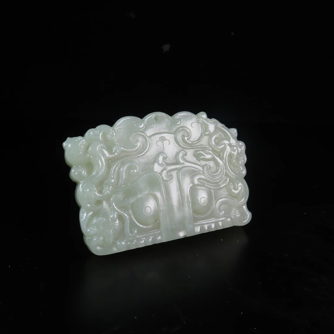 清代兽面纹玉牌/MZ207966/和田玉/民族文物