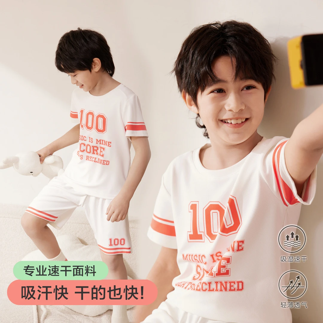 夏季薄款儿童运动服短袖短裤男童速干套装 021D