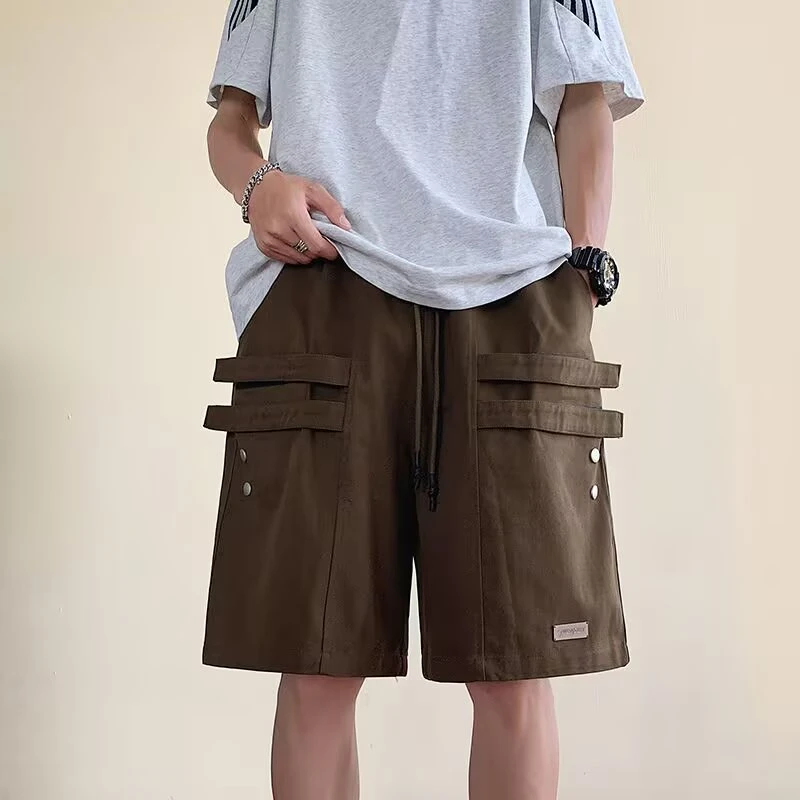 美式机能拉链短裤男夏季潮牌高街工装大口袋运动宽松休闲五分裤