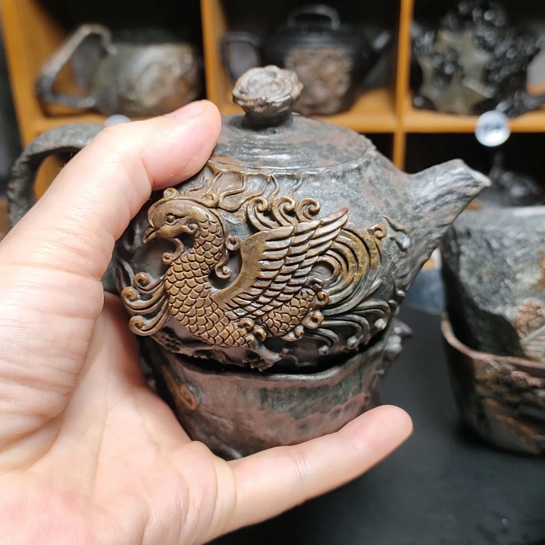紫砂茶壶南**方四神兽一壶一杯冰碛岩