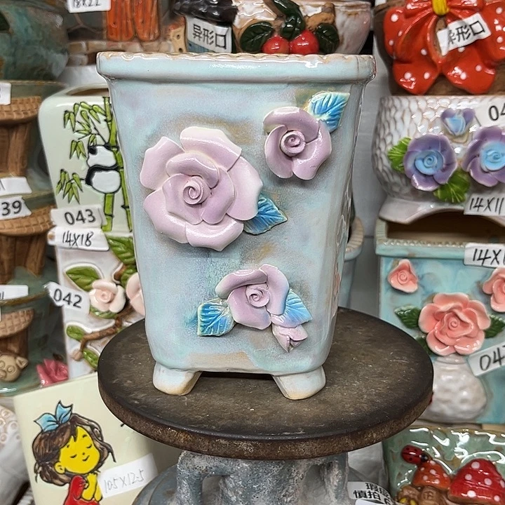 紫砂花盆粗陶材质多肉花盆