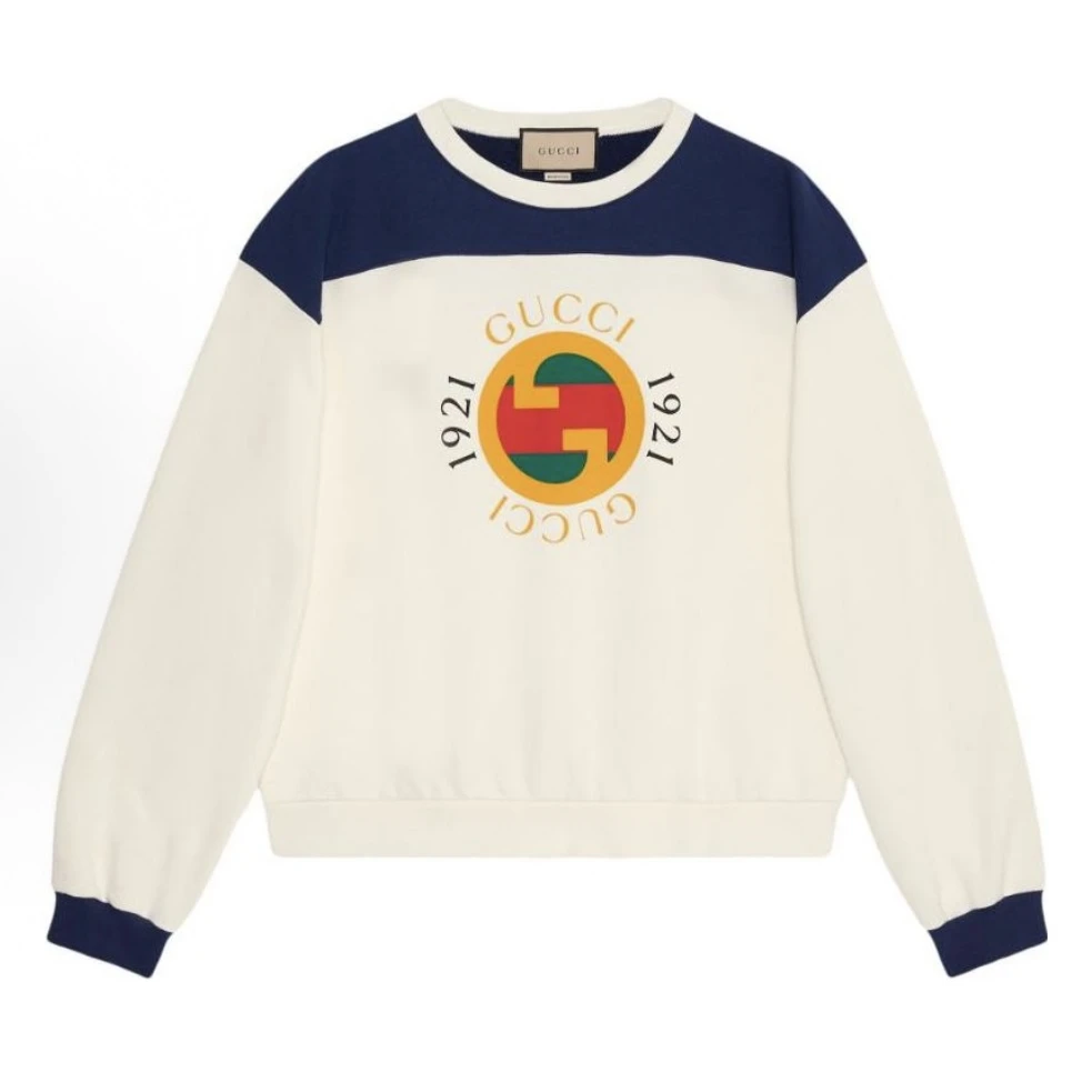未使用 GUCCI/古驰 拼色1921字母Logo印花圆领套头长袖卫衣